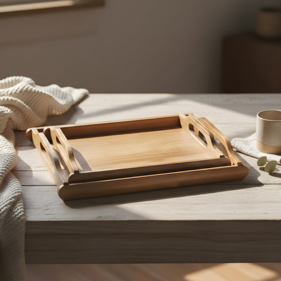 Wooden Tray Set 2 Pcs